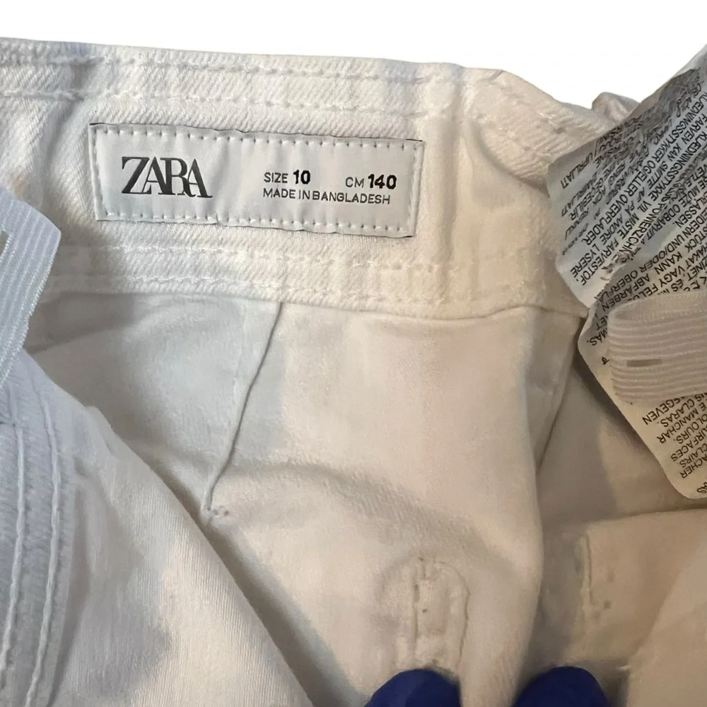 Zara| Kids Crisp White Wide Leg Jeans Adjustable Waiste - Size 10